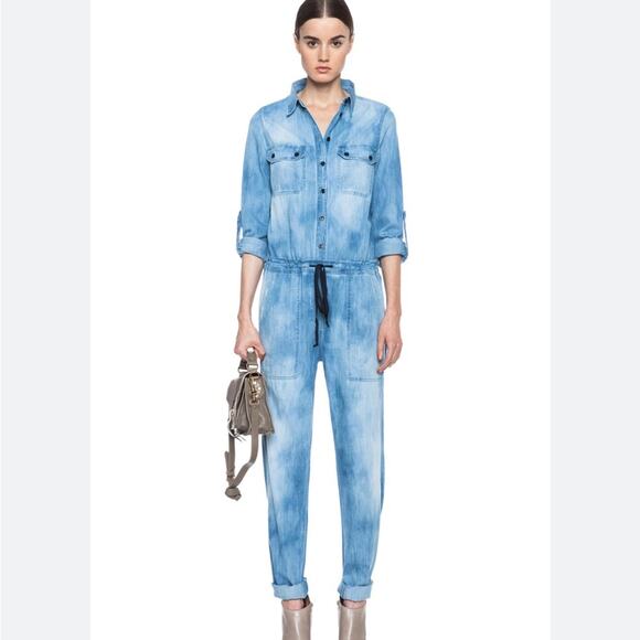 Citizens of humanity light wash long sleeve jumpsuit size small blue jean denim - Picture 1 of 10